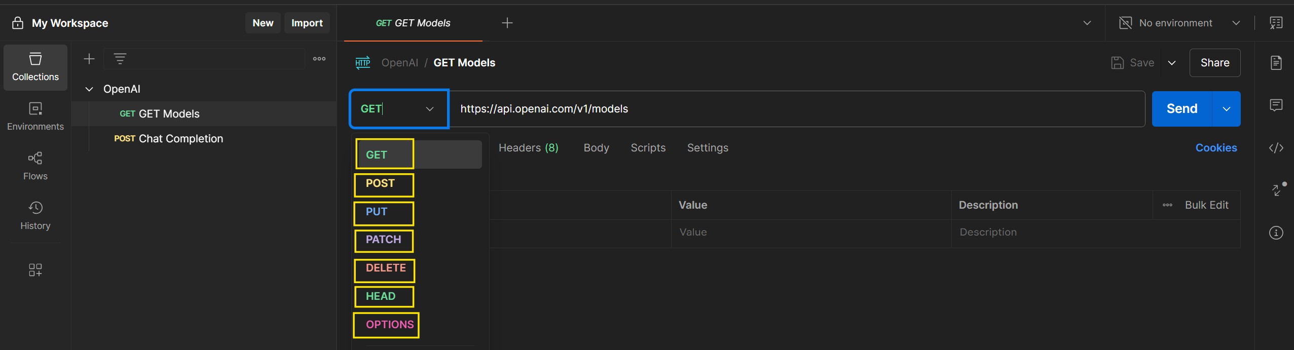 postman interface – http methods in action